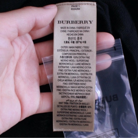 Burberry Uniform Button Front Black 100% Merino Wool Classic Cardigan - Picture 7 of 12